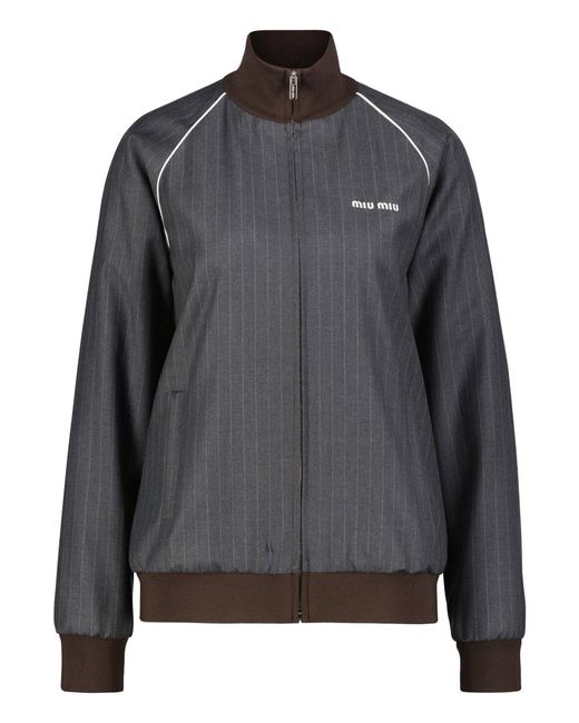Miu Miu Gray Blousonjacke aus Wolle