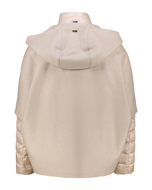 Herno Natural Daunenjacke wasserabweisend mit Cape aus Wolle
