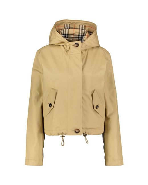 Burberry Natural Jacke mit Kapuze aus Gabardine