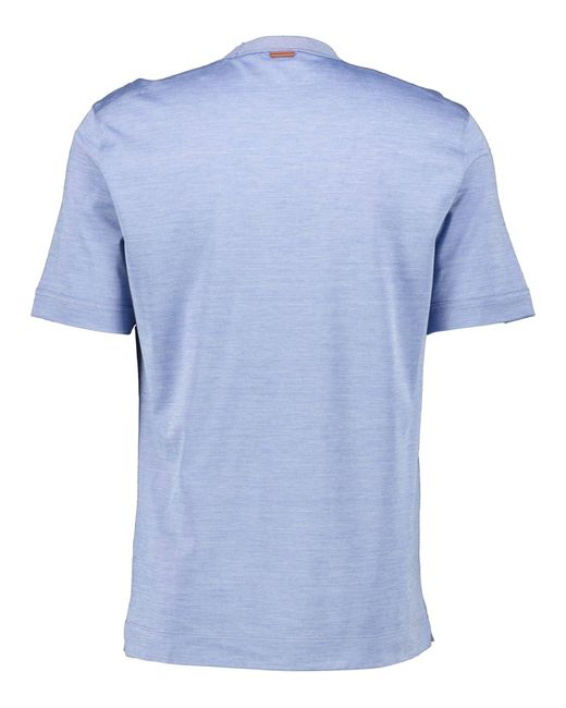 Zegna T-Shirt mit Seide LEGGERISSIMO in Blue für Herren