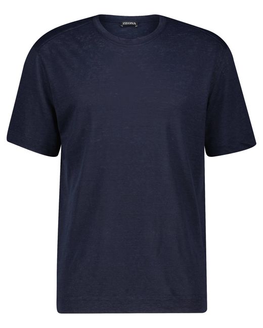 Zegna T-Shirt aus Leinen in Blue für Herren