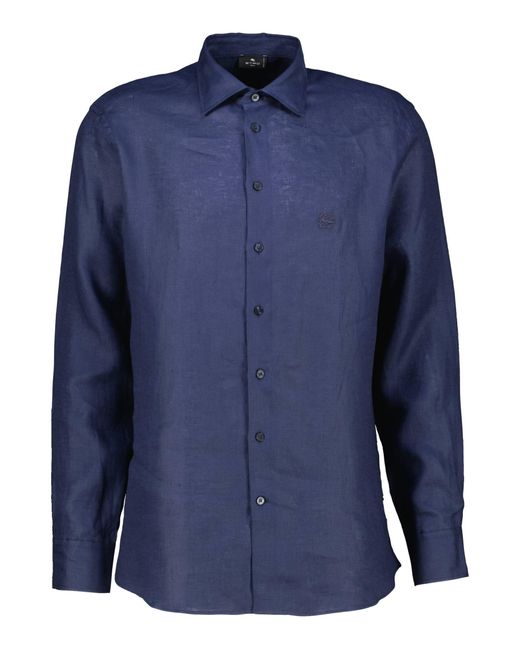Etro Leinenhemd Regular Fit in Blue für Herren