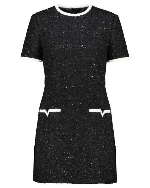 Valentino Black Kleid aus Glaze Tweed