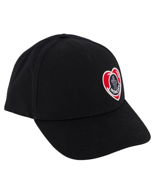 Moncler Black Baseballcap mit Logo-Patch