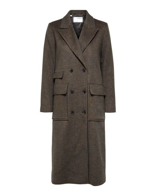 SELECTED Brown Mantel SLFKATRINE mit Wolle
