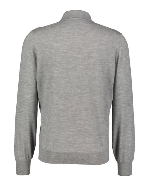 Brunello Cucinelli Polo-Strickpullover mit Wolle und Kaschmir in Gray für Herren