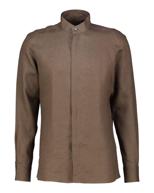 Zegna Hemd aus Leinen OASI LINO SHIRT in Brown für Herren