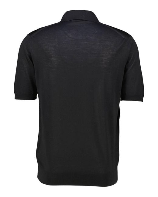 Prada Poloshirt aus superfeiner Schurwolle in Black für Herren