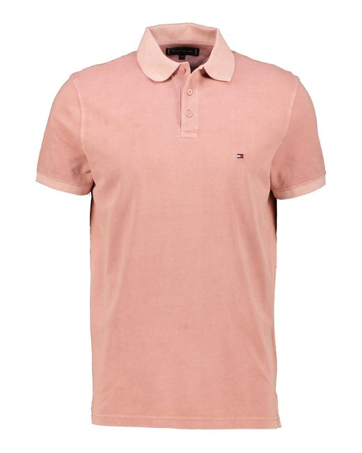 Tommy Hilfiger Poloshirt aus Baumwolle GARMENT DYE Kurzarm in Pink für Herren