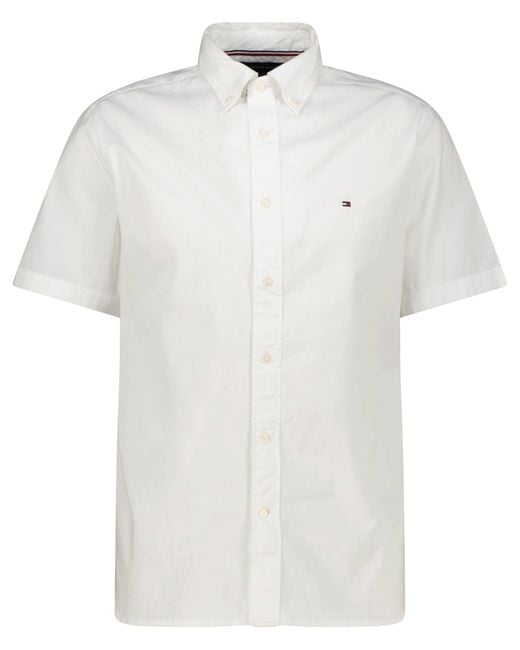 Tommy Hilfiger Hemd aus Baumwolle FLEX POPLIN Kurzarm Regular Fit in White für Herren