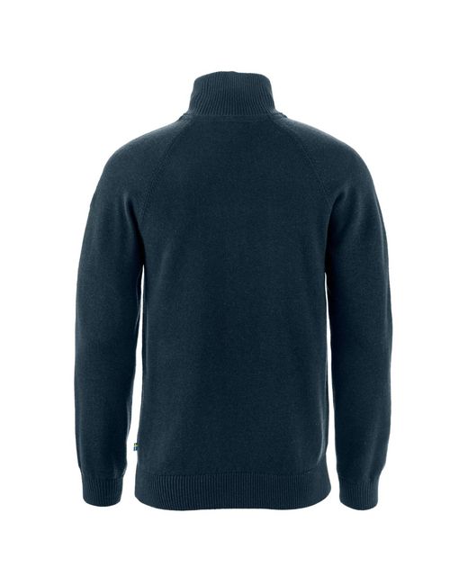 Fjallraven FJÄLLRÄVEN Strickpullover aus Merinowolle und Bio-Baumwolle ÖVIK LITE HALF ZIP M in Blue für Herren