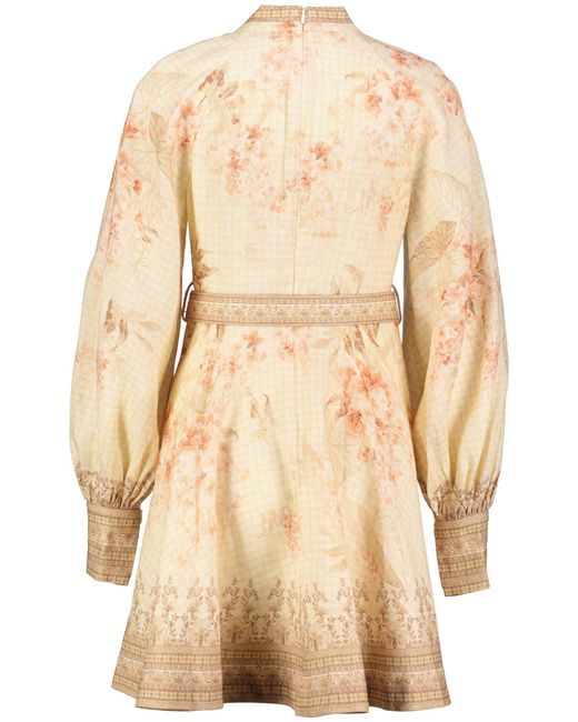 Zimmermann Natural Kleid mit Gürtel ILLUMINATE BUTTONED MIDI DRESS