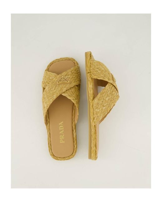 Prada Yellow Pantoletten INTRECCIO SLIDE