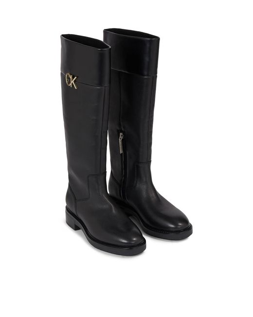 Calvin Klein Black Leder-Boots