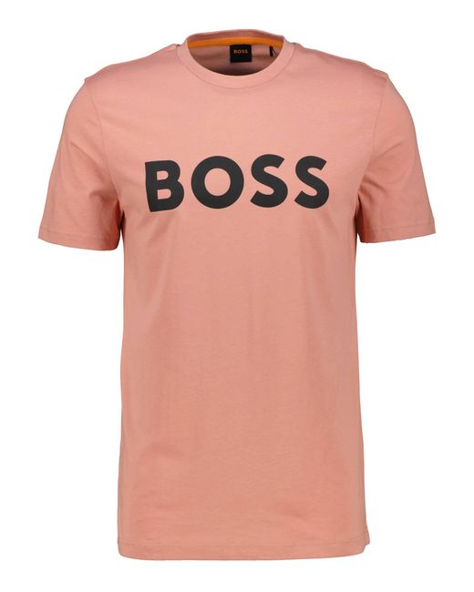 Boss T-Shirt THINKING Regular Fit in Pink für Herren
