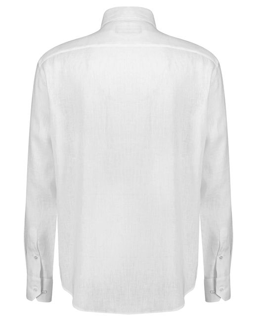 Giorgio Armani Leinenhemd Langarm in White für Herren