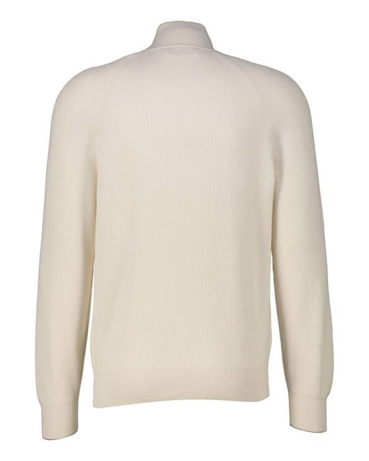 Brunello Cucinelli Strickpullover mit Reißverschluss Regular Fit in Natural für Herren