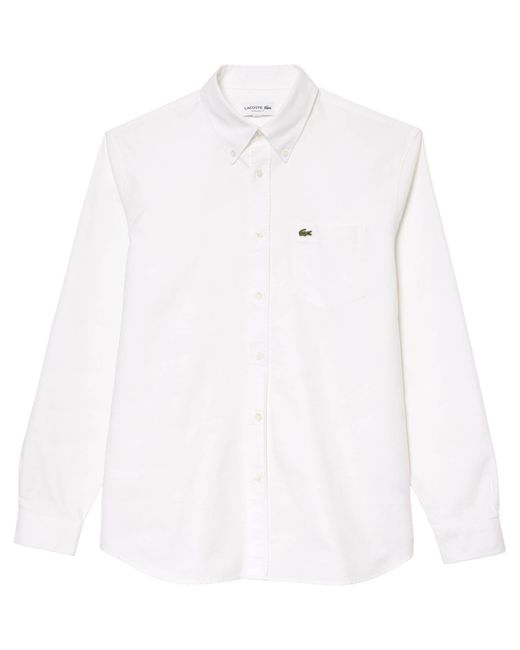 Lacoste Hemd Regular Fit Langarm in White für Herren