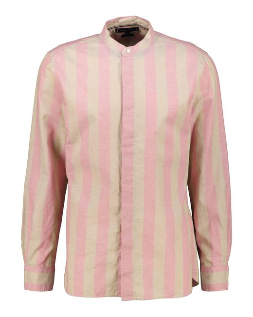 Tommy Hilfiger Hemd mit Leinen DC BOLD STRIPE Regular Fit Langarm in Pink für Herren