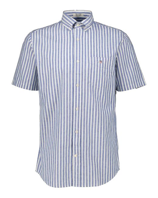 Gant Hemd COTTON LINEN STRIPE Regular Fit in Blue für Herren