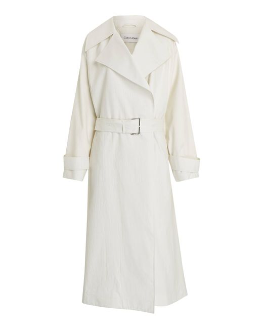 Calvin Klein White Trenchcoat LW BARK TEXTURED TRENCH COAT