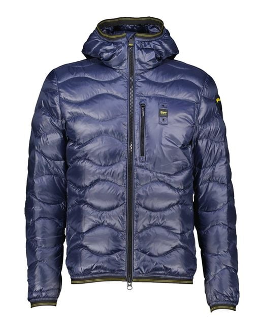 Blauer Daunenjacke mit Kapuze WAVE Regular Fit in Blue für Herren