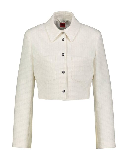 HUGO White Hemdjacke mit einer Bouclé-Struktur ANOUKA Regular Fit