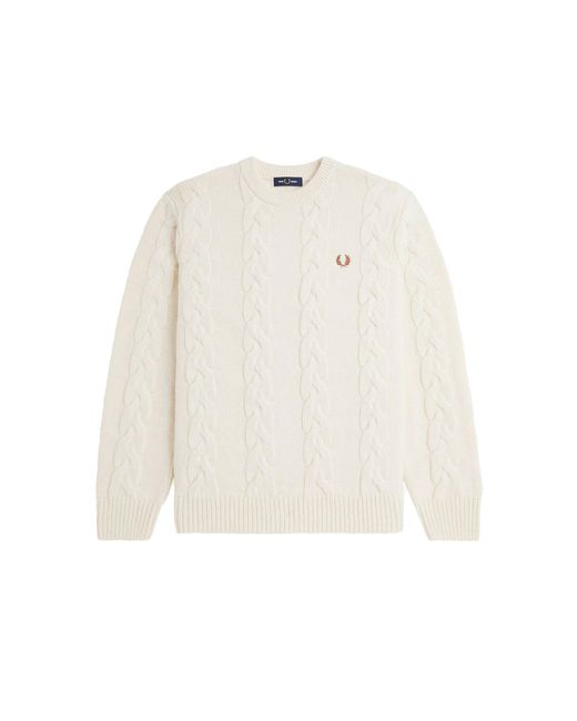 Fred Perry Strickpullover mit Wolle Relaxed Fit in White für Herren