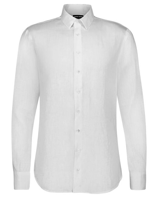 Giorgio Armani Leinenhemd Langarm in White für Herren