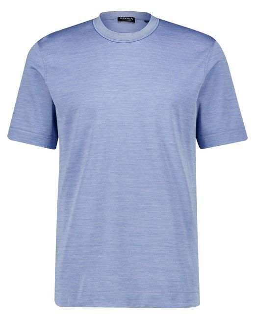 Zegna T-Shirt mit Seide LEGGERISSIMO in Blue für Herren