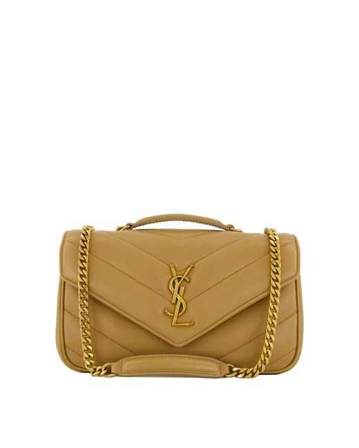Saint Laurent Natural Umhängetasche aus Lammleder LOULOU SMALL MATELASSE
