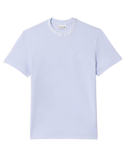 Lacoste T-Shirt aus PIQUÉ mit Logo-Jacquard-Kragen Regular Fit in Blue für Herren