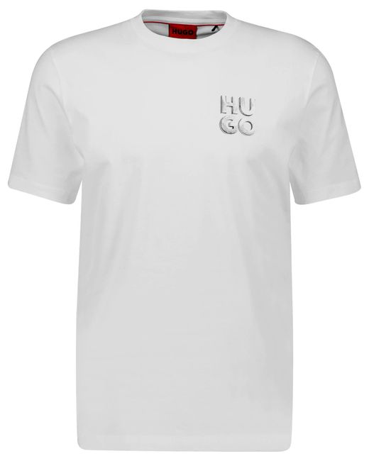 HUGO T-Shirt DETZINGTON mit reflektierendem Logo Regular Fit in White für Herren