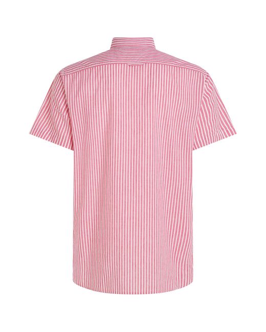 Tommy Hilfiger Hemd mit Leinen Regular Fit Kurzarm in Pink für Herren