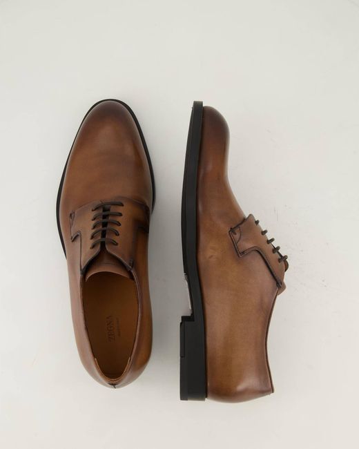 Zegna Schnürschuhe CLASSIC FLEX PLAIN DERBY in Brown für Herren