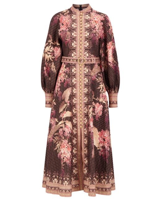 Zimmermann Black Kleid mit Gürtel ILLUMINATE BUTTONED MIDI DRESS