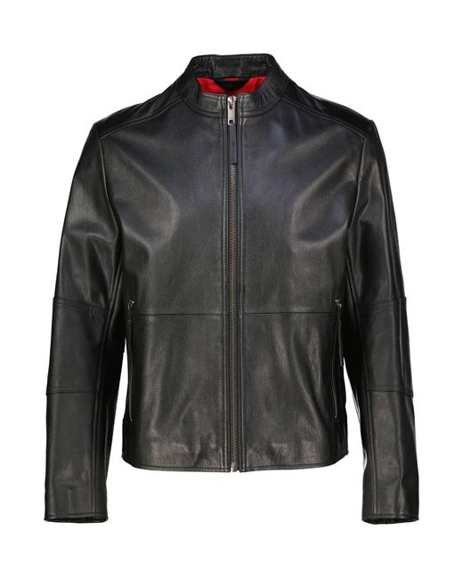 HUGO Lederjacke LOKIS-3 Slim Fit in Black für Herren