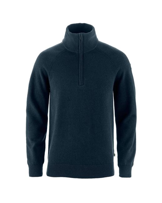 Fjallraven FJÄLLRÄVEN Strickpullover aus Merinowolle und Bio-Baumwolle ÖVIK LITE HALF ZIP M in Blue für Herren