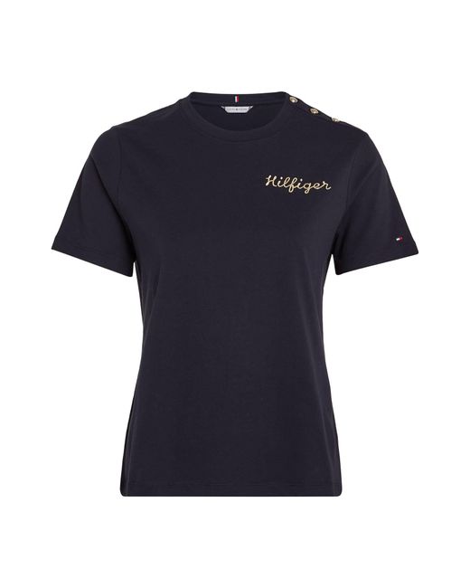 Tommy Hilfiger Blue T-Shirt GOLD BUTTON Regular Fit