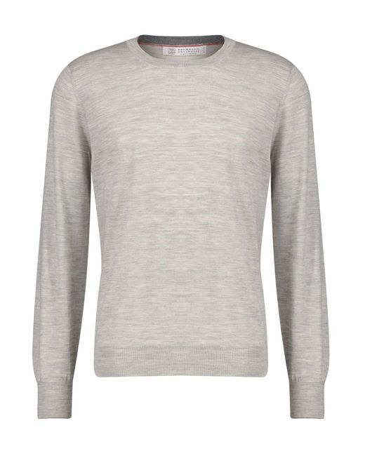 Brunello Cucinelli Feinstrickpullover aus Wolle mit Kaschmir in Gray für Herren