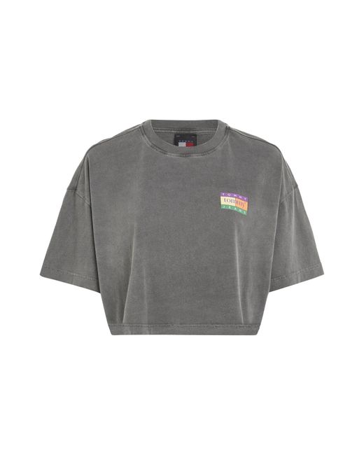 Tommy Hilfiger Gray T-Shirt SUMMER FLAG Cropped Fit