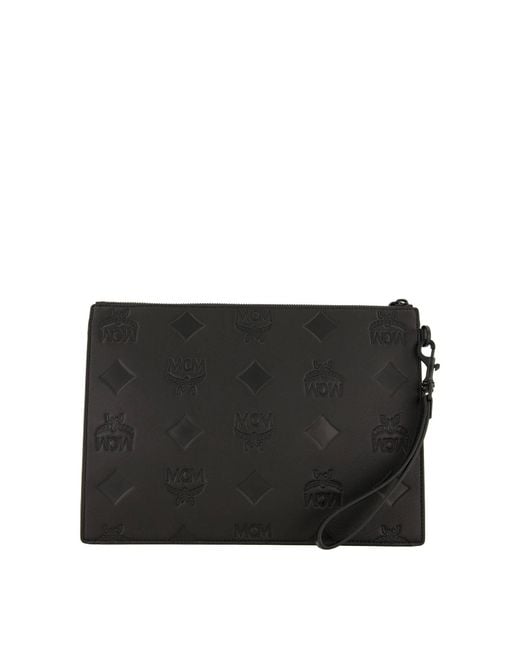 MCM Tasche aus Leder mit Maxi-Monogramm AREN POUCH in Black für Herren