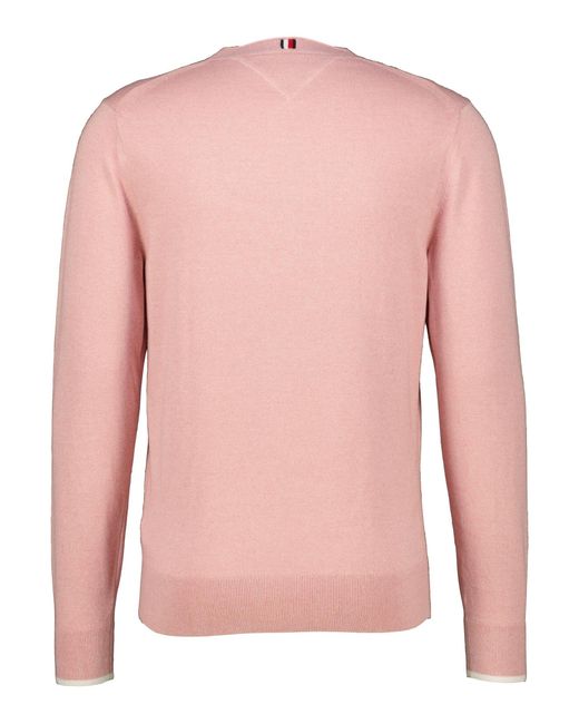 Tommy Hilfiger Strickpullover aus Bio-Baumwolle MOULINE ORGANIC COTTON Regular Fit in Pink für Herren