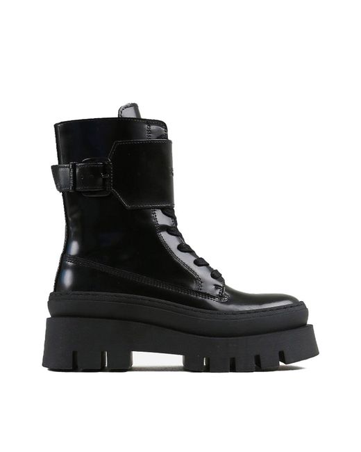 Bronx Evi Ann Black Leather Chunky Boots | Lyst UK