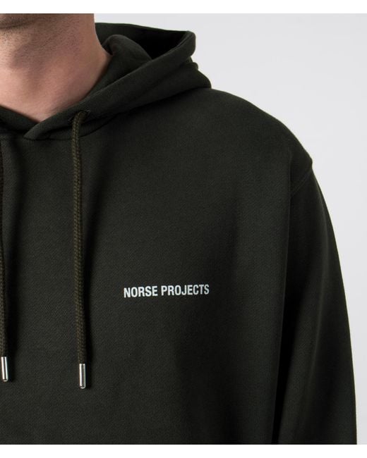 Norse Projects Black Relaxed Fit Arne Logo Hoodie for men