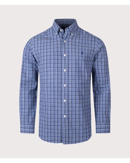 Polo Ralph Lauren Custom Fit Brushed Oxford Shirt in Blue for Men | Lyst UK