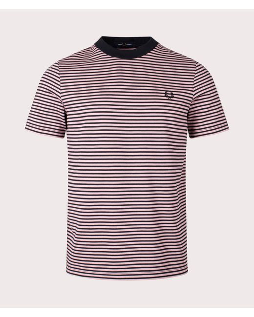 Fred Perry Red Fine Stripe Heavy Weight T-shirt for men