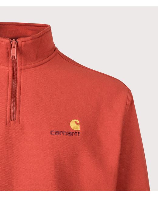 Carhartt Red Loose Fit Quarter Zip American Script Sweatshirt for men
