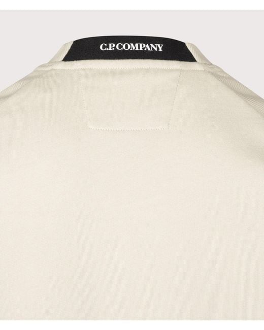 C P Company Natural Diagonal Raised Fleece Crewneck Lens Sweatshirt for men
