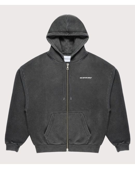 MKI Miyuki-Zoku Gray Oversized Uniform Zip Through Hoodie for men